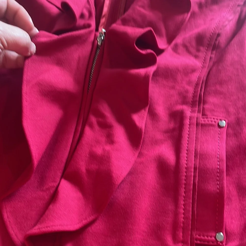 White House Black Market Red Ruffle Jacket - Picture 3 of 8